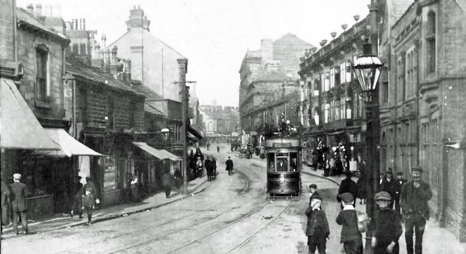 An historic image of St James's Street in Burnley