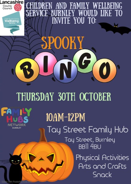 Tay Street Family Hub Spooky Bingo
