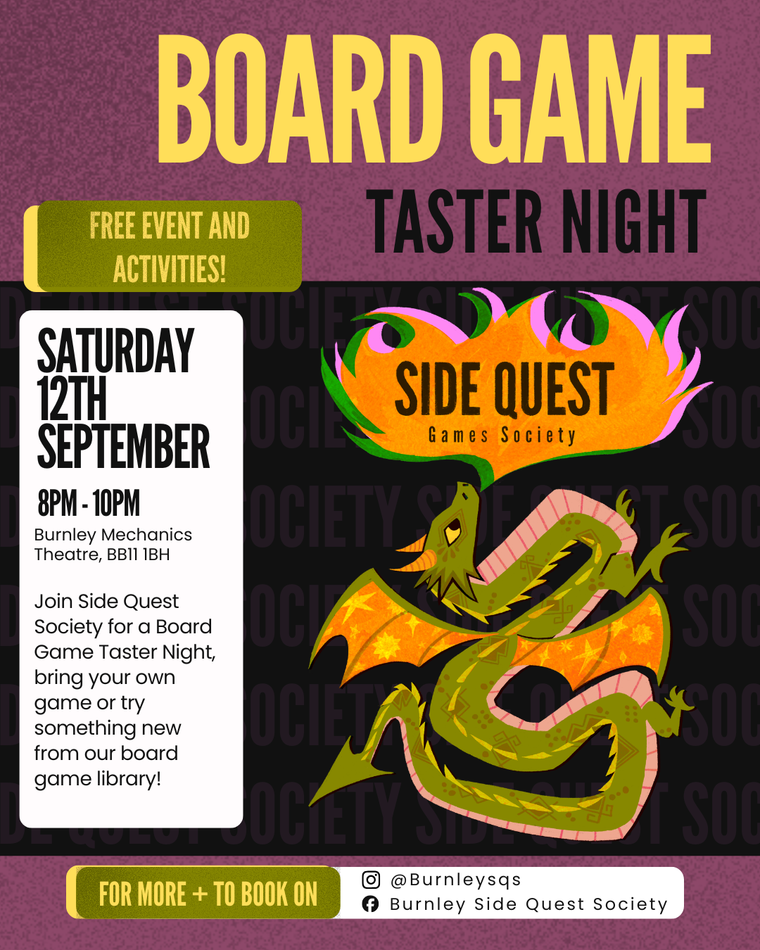 Burnley Side Quest Society: Board Game Taster Night!